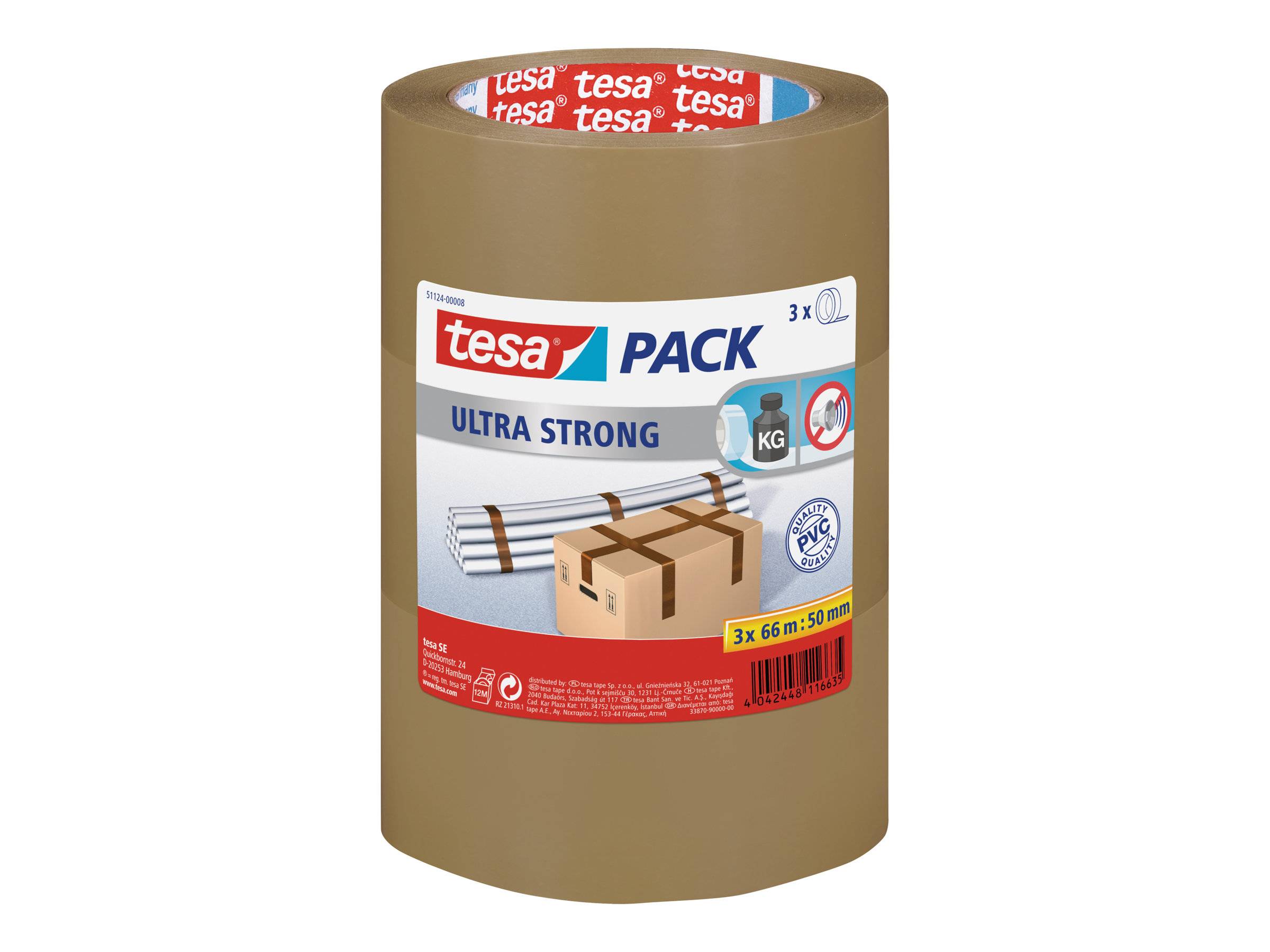 tesapack Paketband 3 Rollen braun Multimedia-Technik Heften,Lochen,Kleben