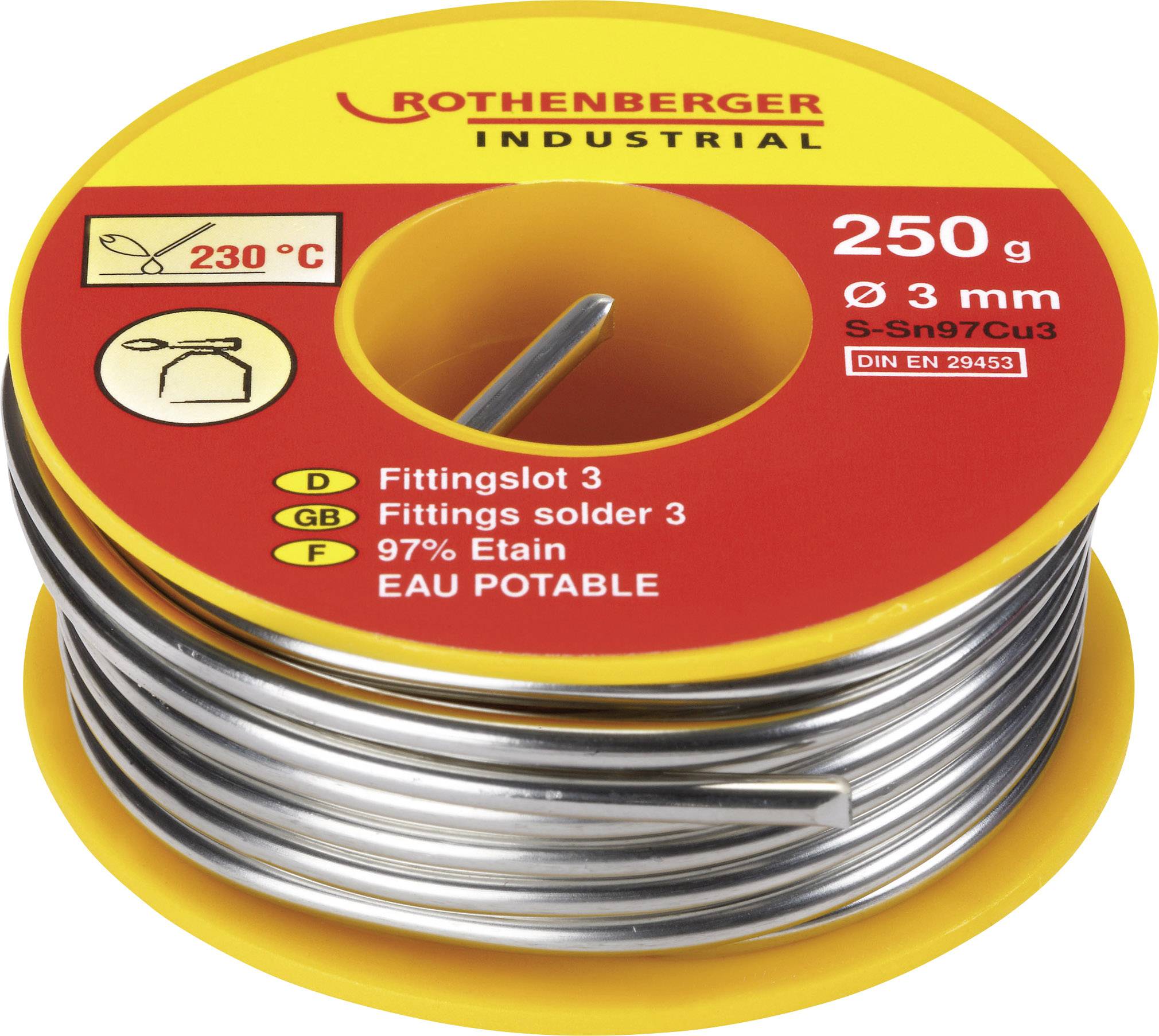 Rothenberger Industrial S-Sn97Cu3 Lötzinn Spule Sn97Cu3 250 g 3 mm
