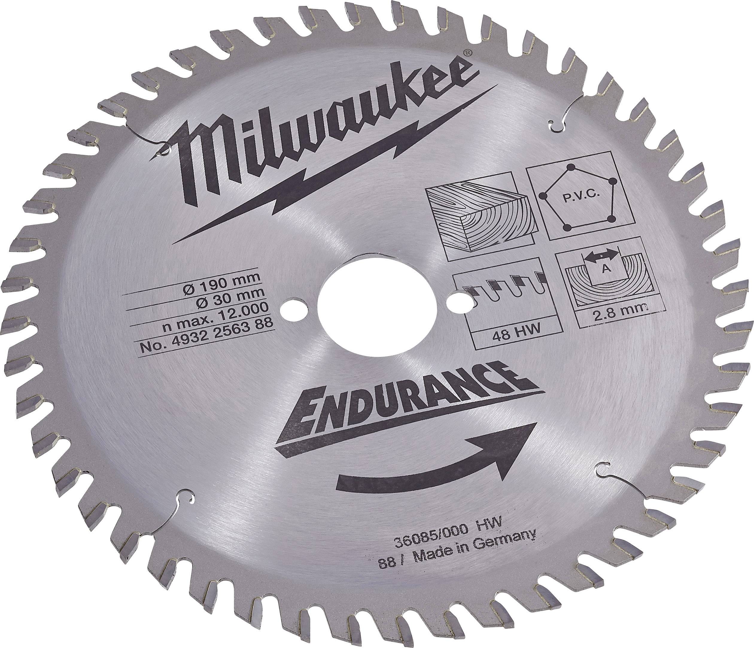 Milwaukee 4932256388 Hartmetall Kreissägeblatt 190 x 30 x 2.8 mm Zähneanzahl: 48 1 St.