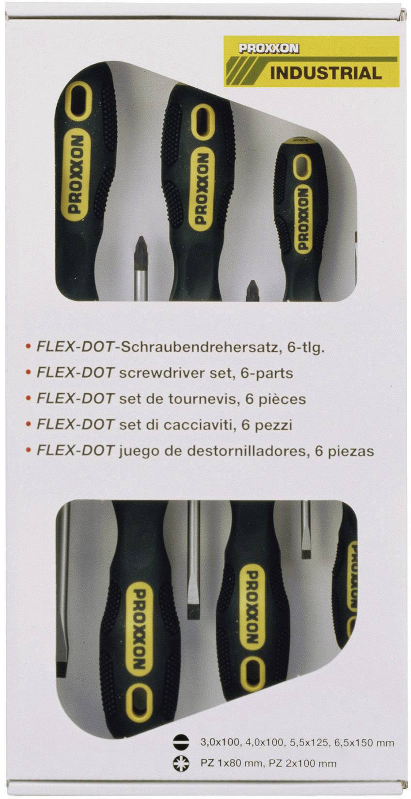 Proxxon Industrial FLEX-DOT Werkstatt Schraubendreher-Set 6teilig Schlitz, Kreuzschlitz Pozidriv