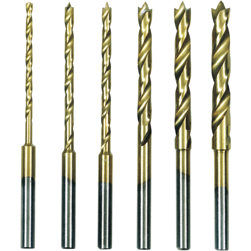 Proxxon Micromot 28 876 HSS Jeu de forets pour le métal 6 pièces 1.5 mm, 2 mm, 2.5 mm, 3 mm, 3.5 mm, 4 mm TiN tige cylindrique