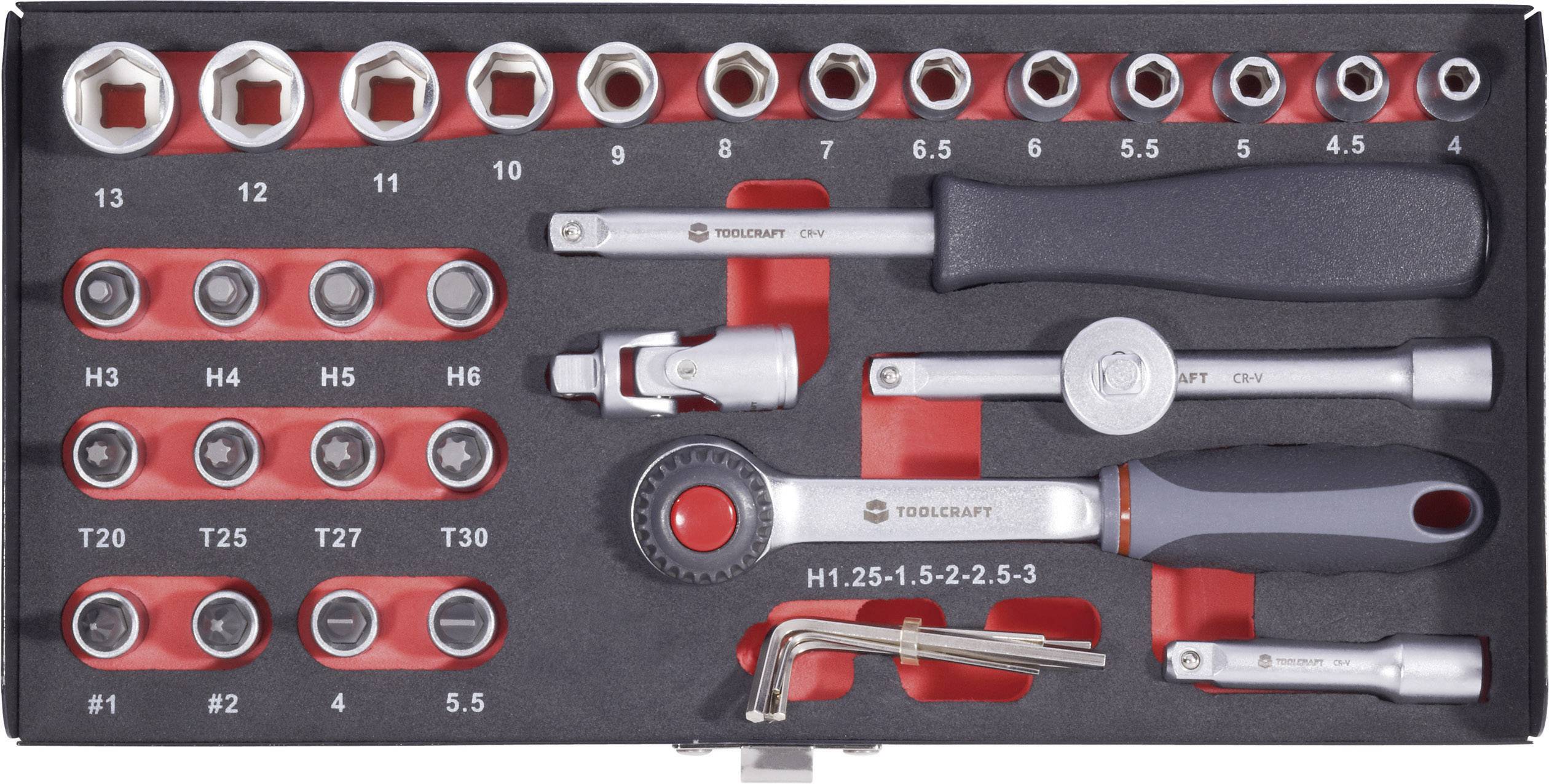 TOOLCRAFT Steckschlüsselsatz metrisch 1/4" (6.3 mm) 36teilig 826363