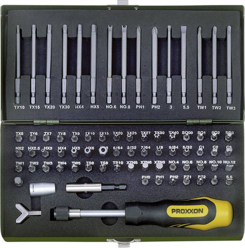 Proxxon Industrial 23 107 Bit-Set 75teilig Schlitz, Kreuzschlitz Phillips, Kreuzschlitz Pozidriv, T