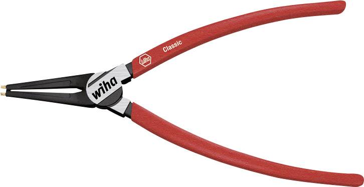 Rote Wiha Classic Sprengringzange mit schwarzem Kopf und schwarzem Wiha-Logo, geeignet zum Greifen und Halten kleiner Objekte.