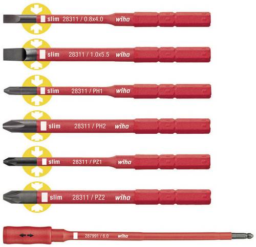 Wiha VDE Schlitz, Kreuzschlitz Phillips, Kreuzschlitz Pozidriv Schraubendreher-Set 4 mm, 5.5 mm PH