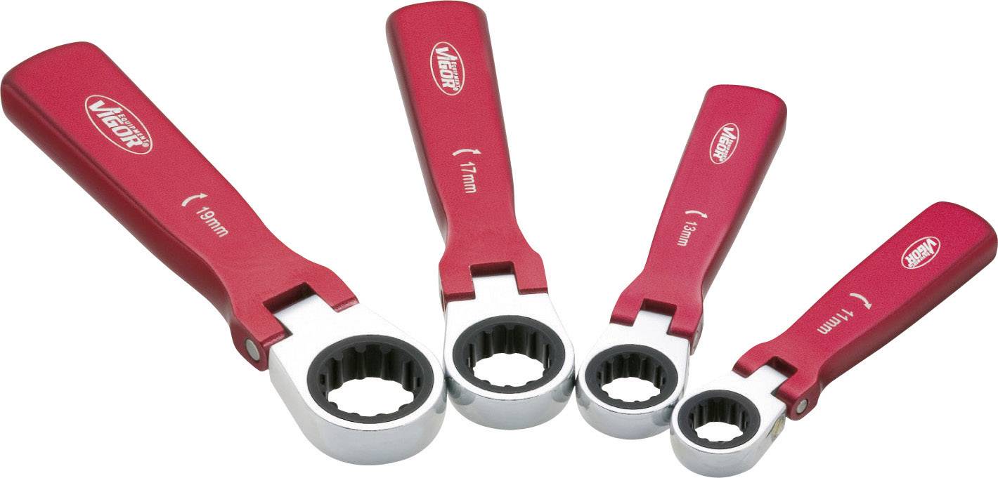 Vigor V1364 Doppel-Ringschlüssel-Satz 4teilig 10 - 19 mm