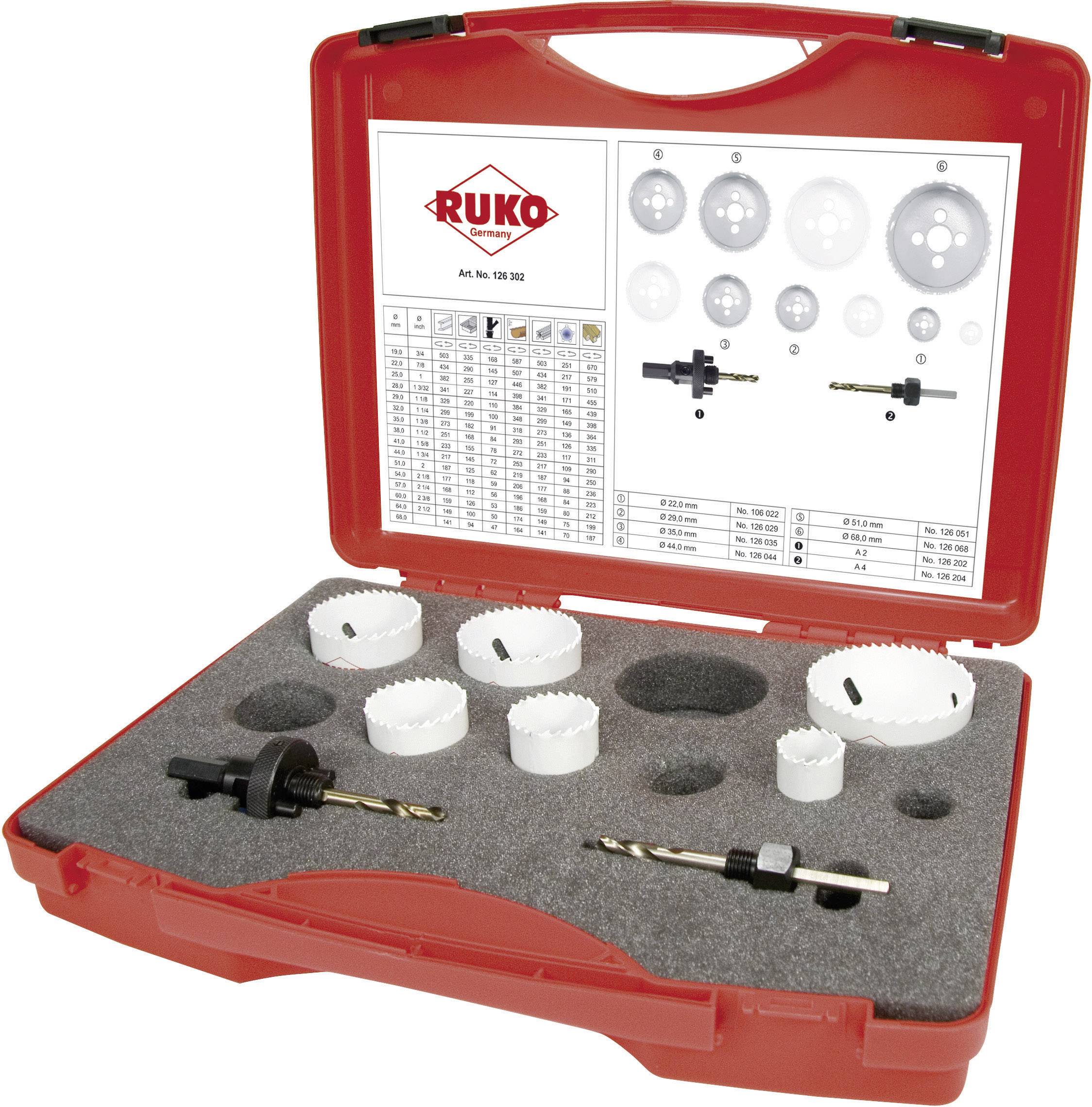 RUKO 126302 Lochsägen-Set 8teilig 22 mm, 29 mm, 35 mm, 44 mm, 51 mm, 68 mm Cobalt 1 Set