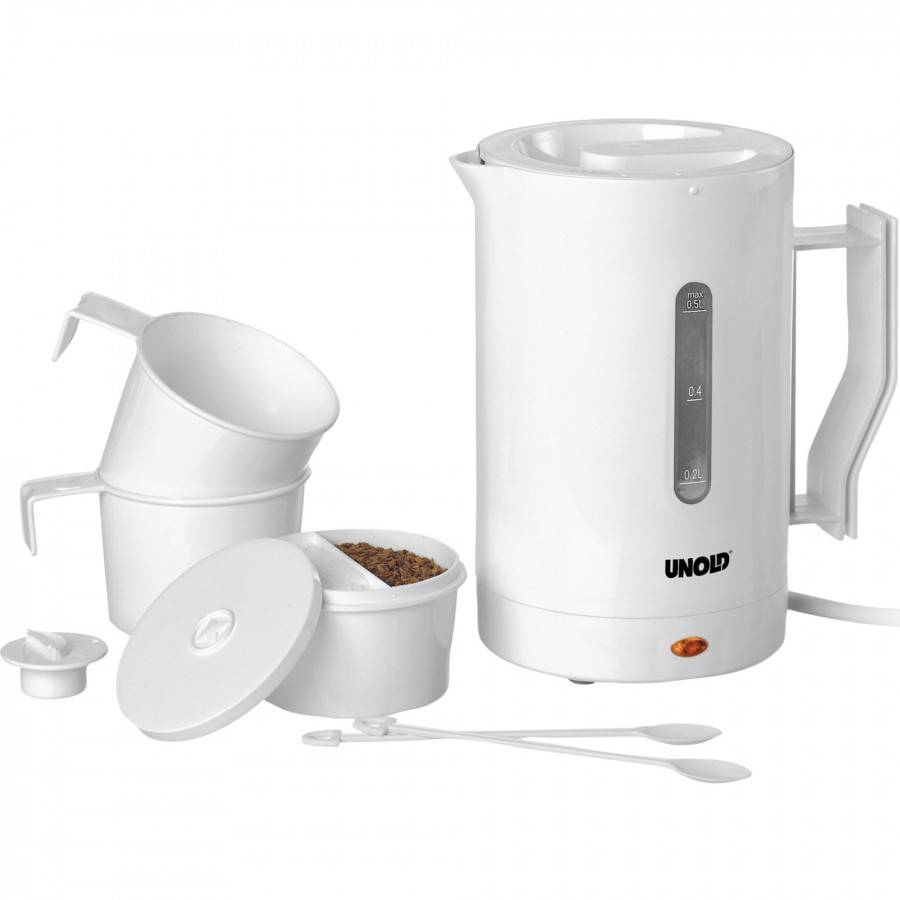 Unold Reis-set Wasserkocher kabelgebunden Weiß Fassungsvermögen: 0.5 l