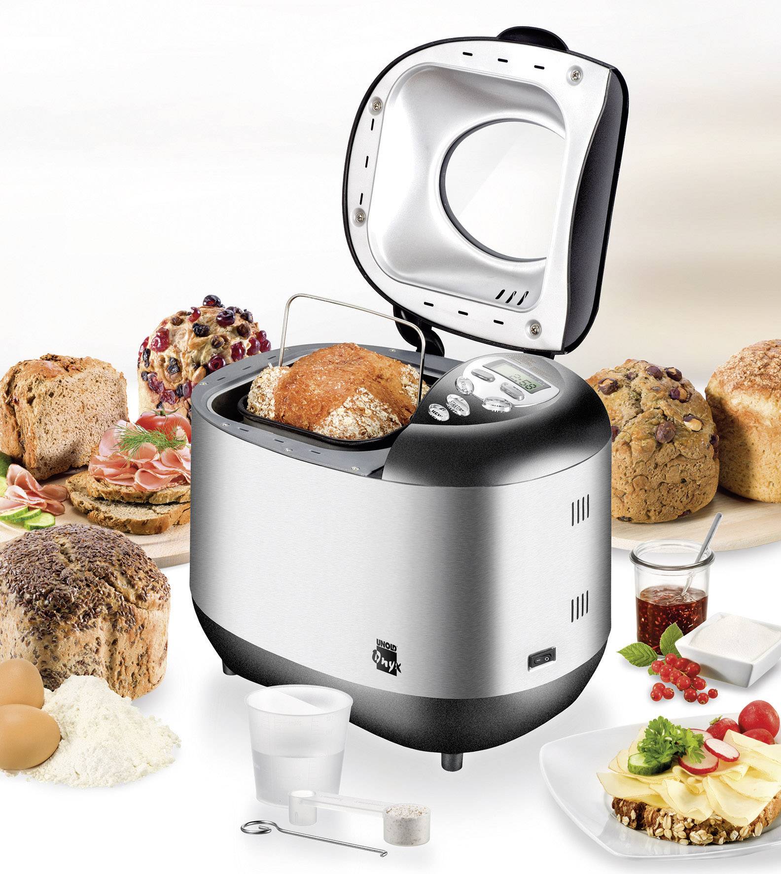 Unold 8695 Backmeister Onyx Brotbackautomat Timerfunktion 1000 g Edelstahl, Schwarz