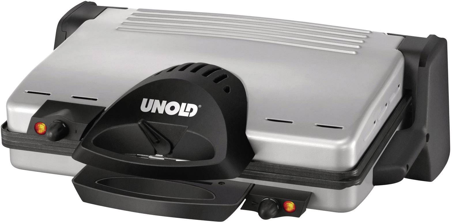 Unold 8555 Elektro Kontaktgrill mit manueller Temperatureinstellung Edelstahl, Schwarz