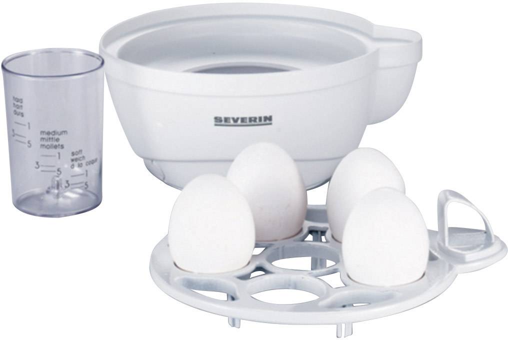 Severin EK 3051 Eierkocher mit Eierstecher, mit Messbecher Weiß, Grau
