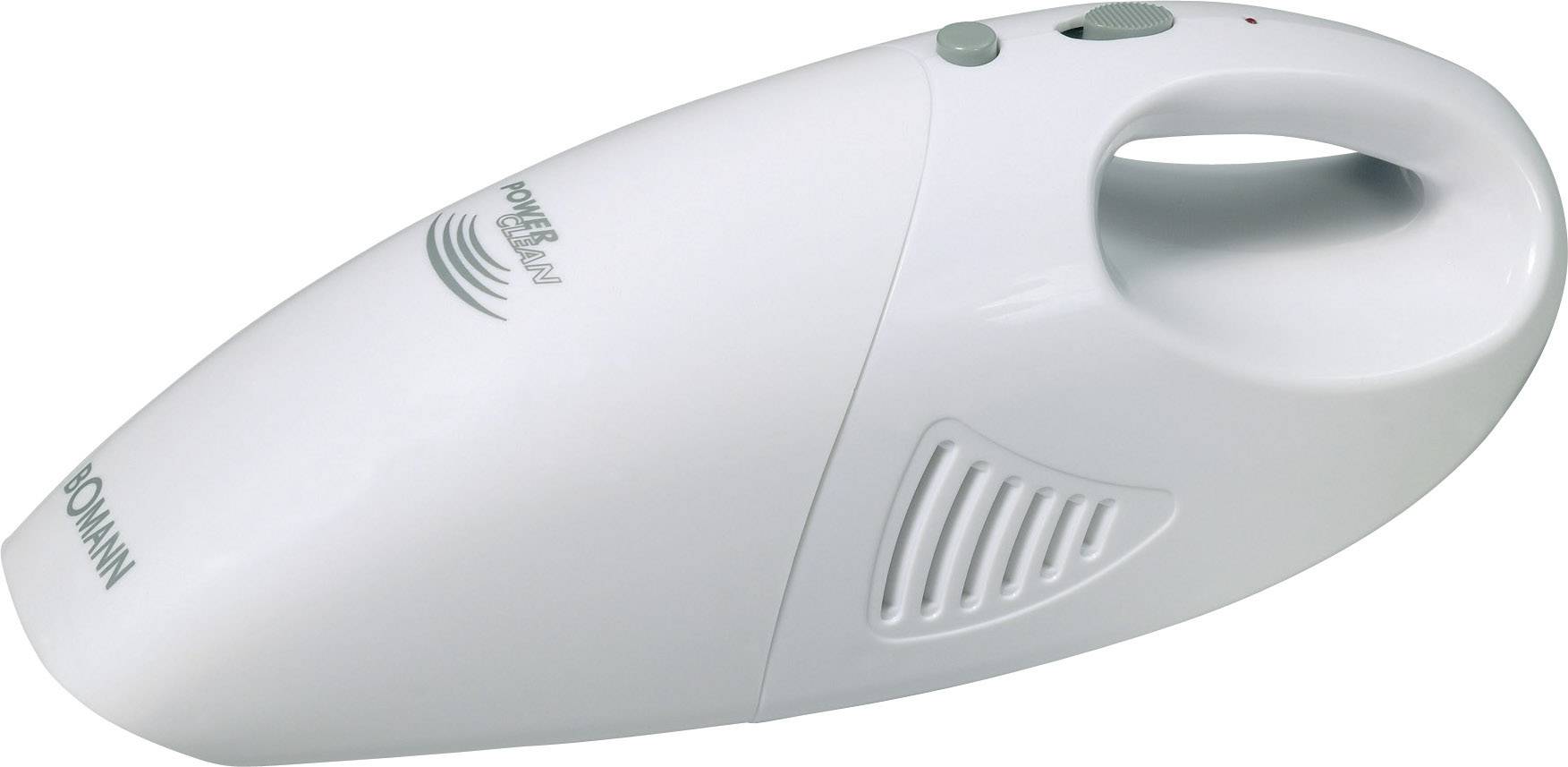 Tragbarer Handstaubsauger in Weiß mit ergonomischem Griff und Lüftungsschlitzen, geeignet für kleine Reinigungsarbeiten.