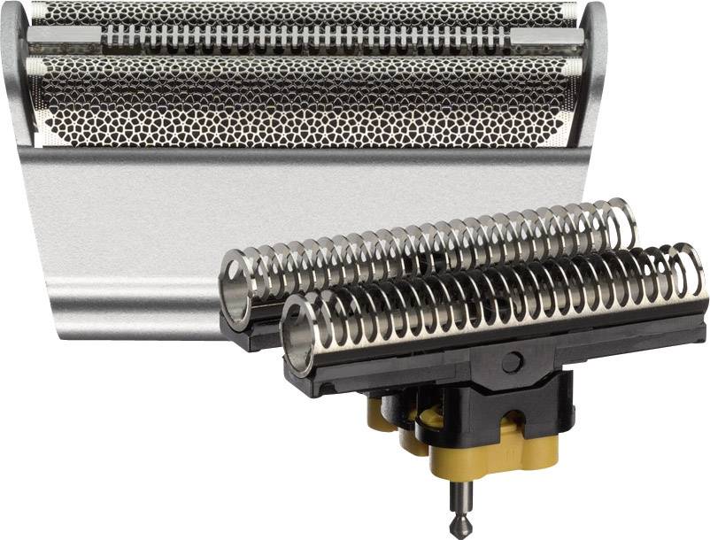 Ersatz-Scherkopf und Scherfolien für einen elektrischen Folienrasierer, die Präzision und gründliche Rasur bieten.