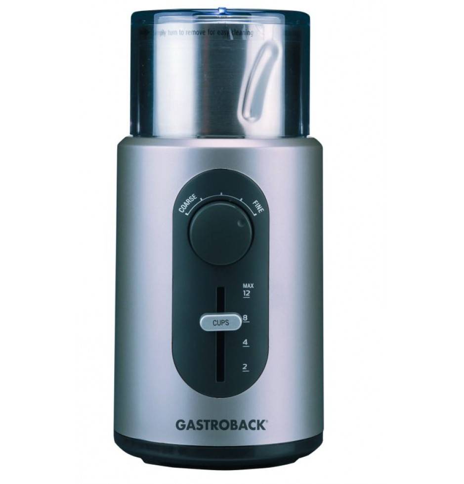 Gastroback Design Basic 42601 Kaffeemühle Edelstahl, Schwarz Edelstahl-Schlagmesser