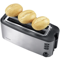 Severin AT 2509 Doppel-Langschlitztoaster mit eingebautem Brötchenaufsatz Edelstahl (gebürstet), Schwarz Severin AT 2509 Doppel-Langschlitztoaster mit eingebautem Brötchenaufsatz Edelstahl (gebürstet), Schwarz