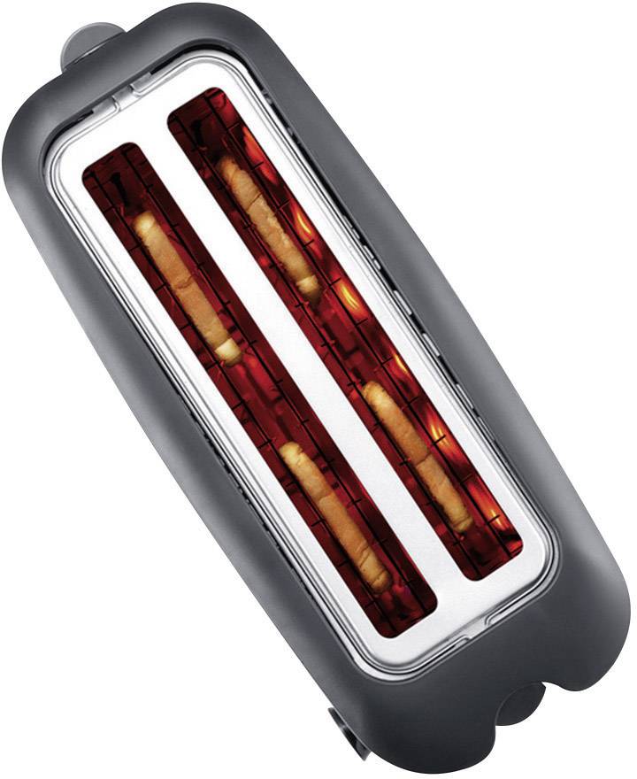 Severin AT 2509 Doppel-Langschlitztoaster mit eingebautem Brötchenaufsatz Edelstahl (gebürstet), Schwarz