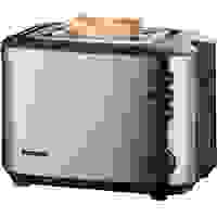Severin AT 2514 Toaster mit eingebautem Brötchenaufsatz Edelstahl (gebürstet), Schwarz