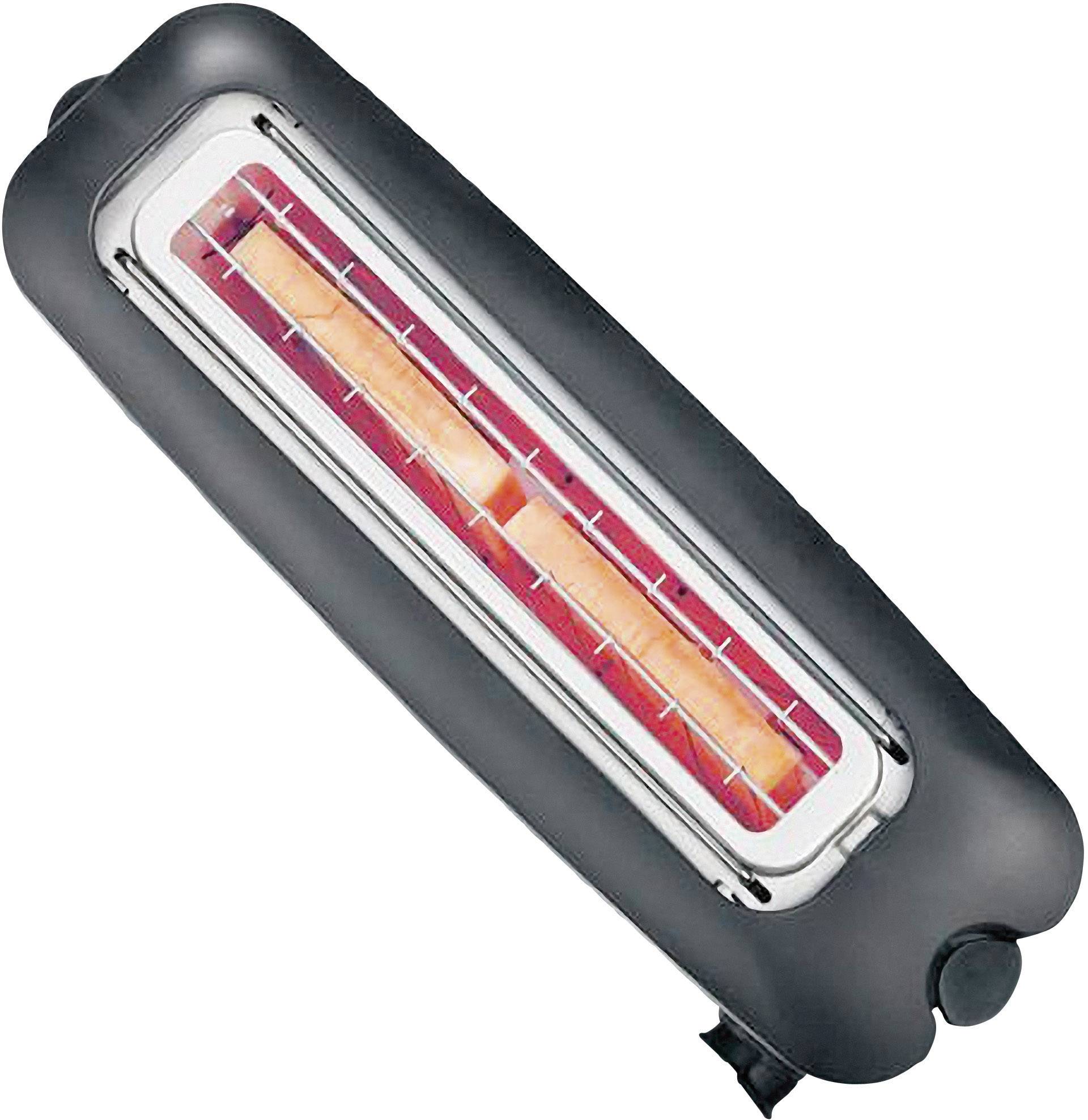 Severin AT 2515 Langschlitztoaster mit eingebautem Brötchenaufsatz Edelstahl (gebürstet), Schwarz