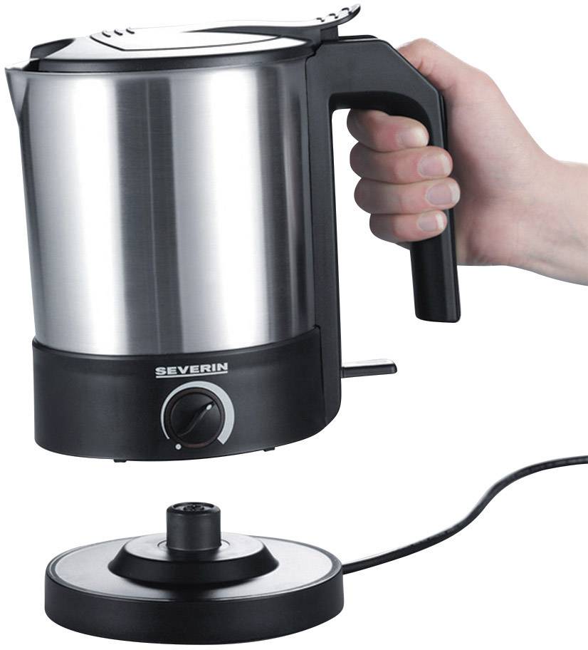 Severin WK 3369 Wasserkocher schnurlos, mit manueller Temperatureinstellung Edelstahl (gebürstet), Schwarz