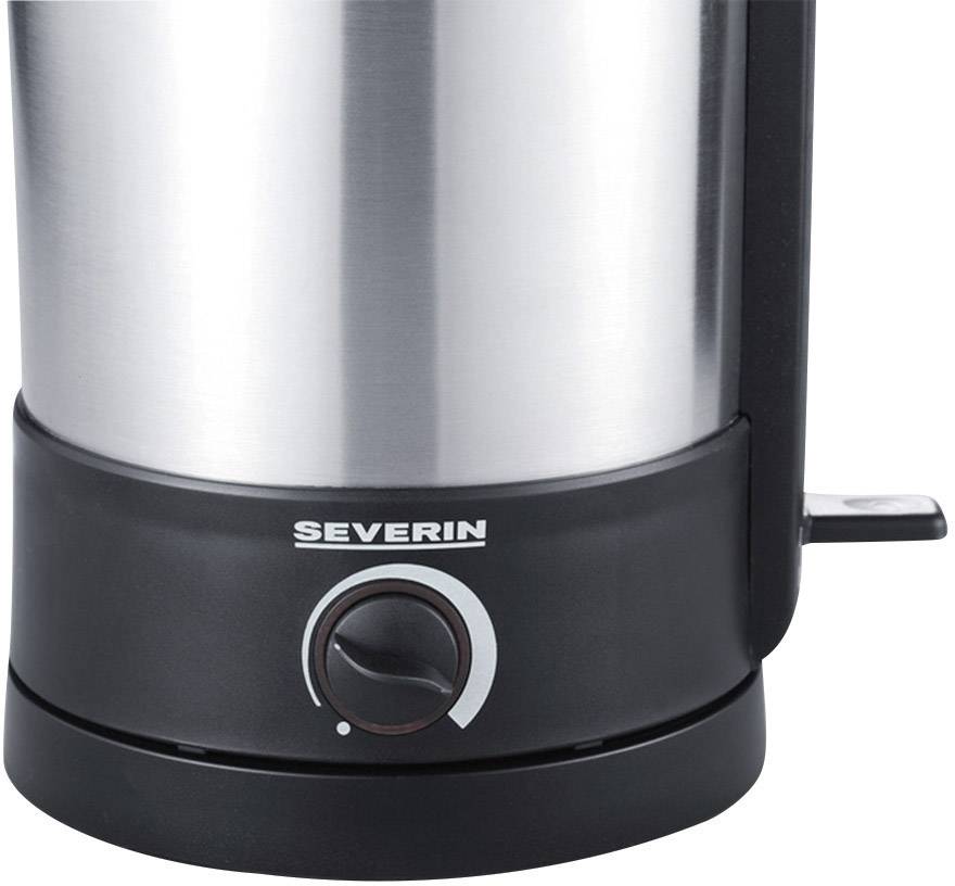 Severin WK 3369 Wasserkocher schnurlos, mit manueller Temperatureinstellung Edelstahl (gebürstet), Schwarz