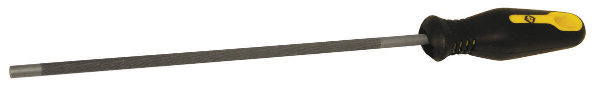 Ein langer Schraubendreher mit schwarzem Griff und gelben Akzenten liegt horizontal.