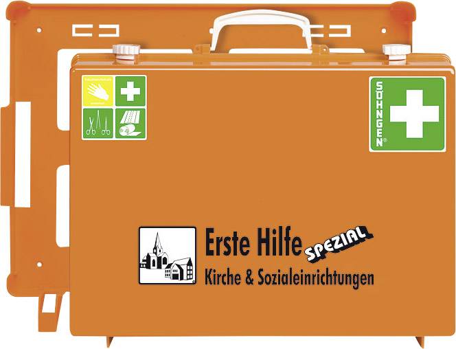 Söhngen 0360116 Erste-Hilfe-Koffer Kirche & Sozialeinrichtungen DIN 13 157 + Erweiterungen 400 x 300 x 150 Orange