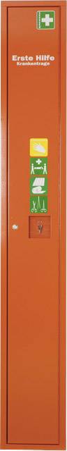 Stehschrank Erste-Hilfe-Trage gefüllt orange