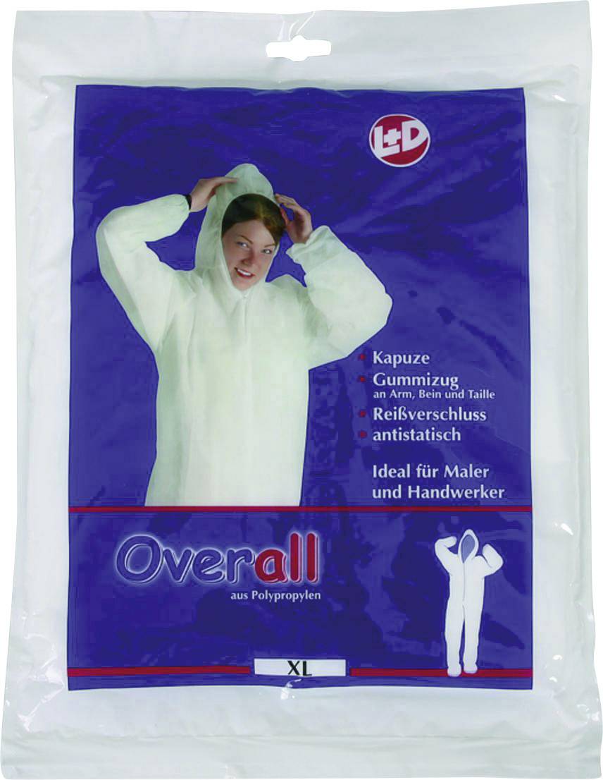 'Overall aus Polypropylen, XL-Größe' mit Kapuze, Gummizug an Armen, Beinen und Taille, Reißverschluss, antistatisch. Ideal für Maler und Handwerker.