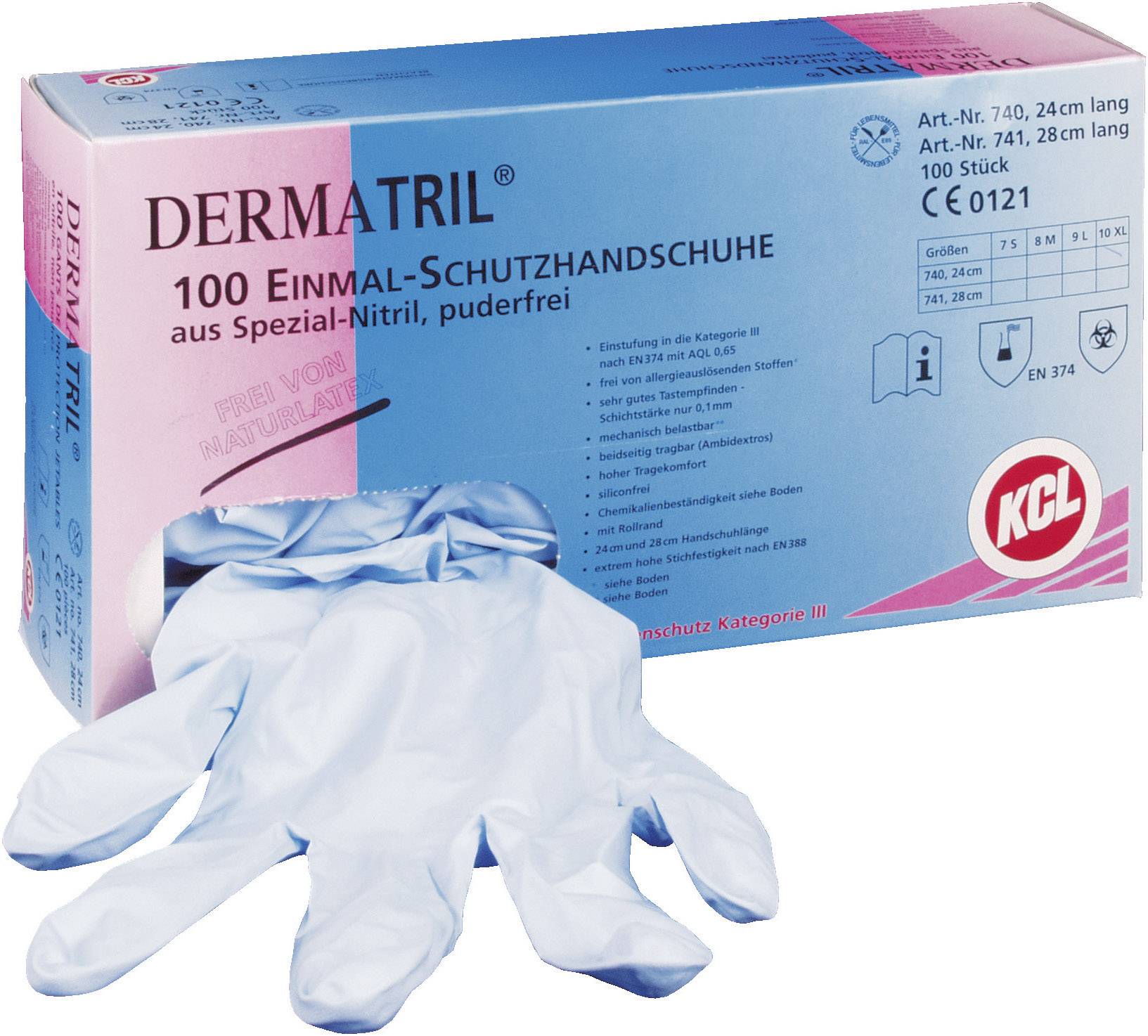 KCL Dermatril 740-7 100 St. Nitril Einweghandschuh Größe (Handschuhe): 7, S EN 374
