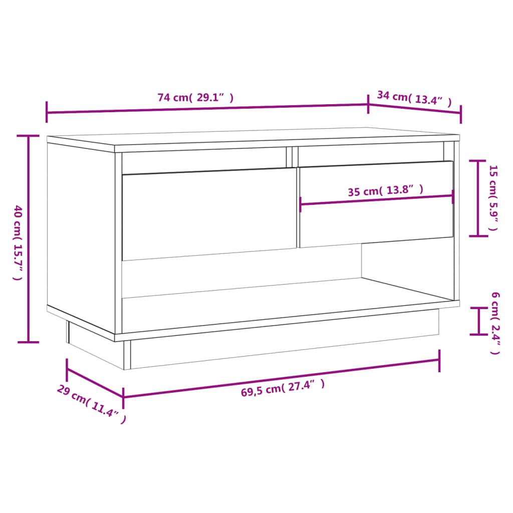 vidaXL TV-Schrank Honigbraun 74x34x40 cm Massivholz Kiefer