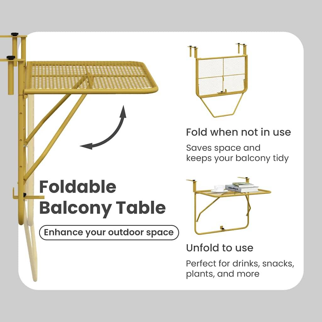 vidaXL Balkontisch Golden 60x40 cm Stahl