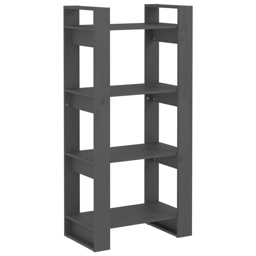 vidaXL Bücherregal/Raumteiler Grau 60x35x125 cm Massivholz