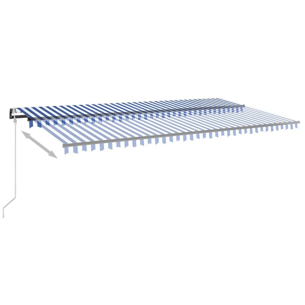 Automatische Markise mit LED & Windsensor 600x350 cm Blau Weiß