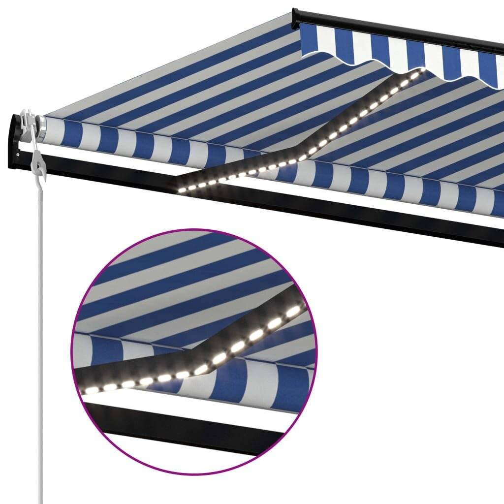 Automatische Markise mit LED & Windsensor 600x350 cm Blau Weiß