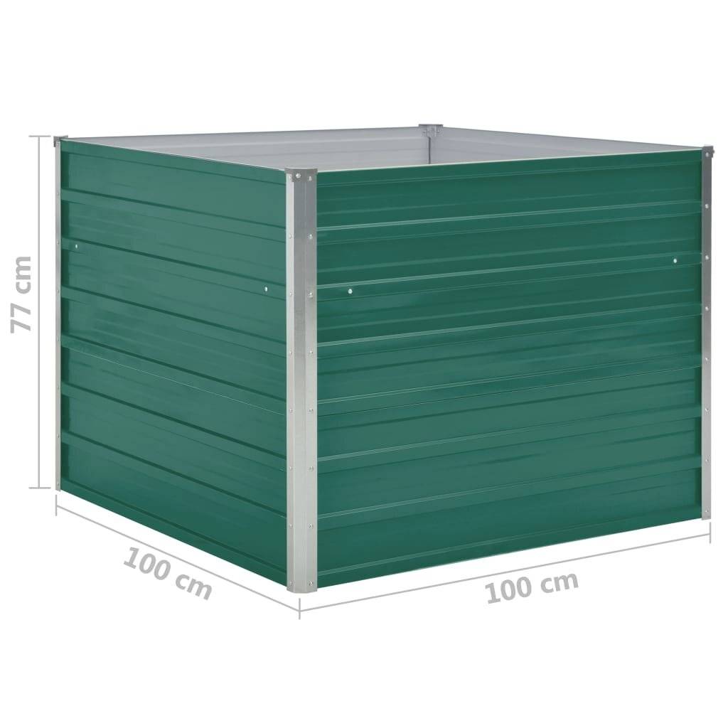 Hochbeet 100 x 100 x 77 cm Verzinkter Stahl Grün
