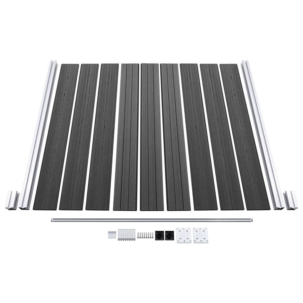 Zaunelement Set WPC 446x(105-186) cm Schwarz