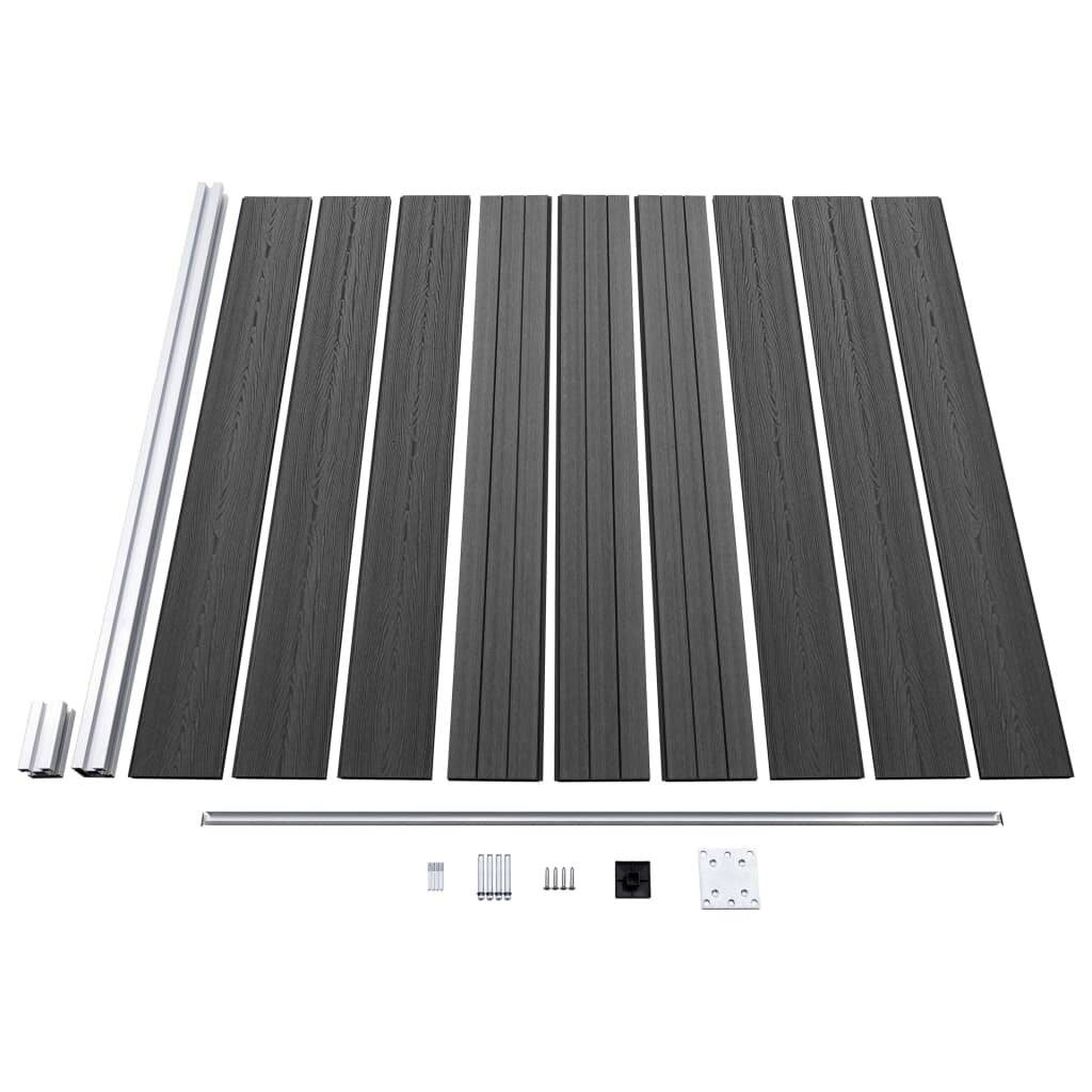 Zaunelement Set WPC 446x(105-186) cm Schwarz
