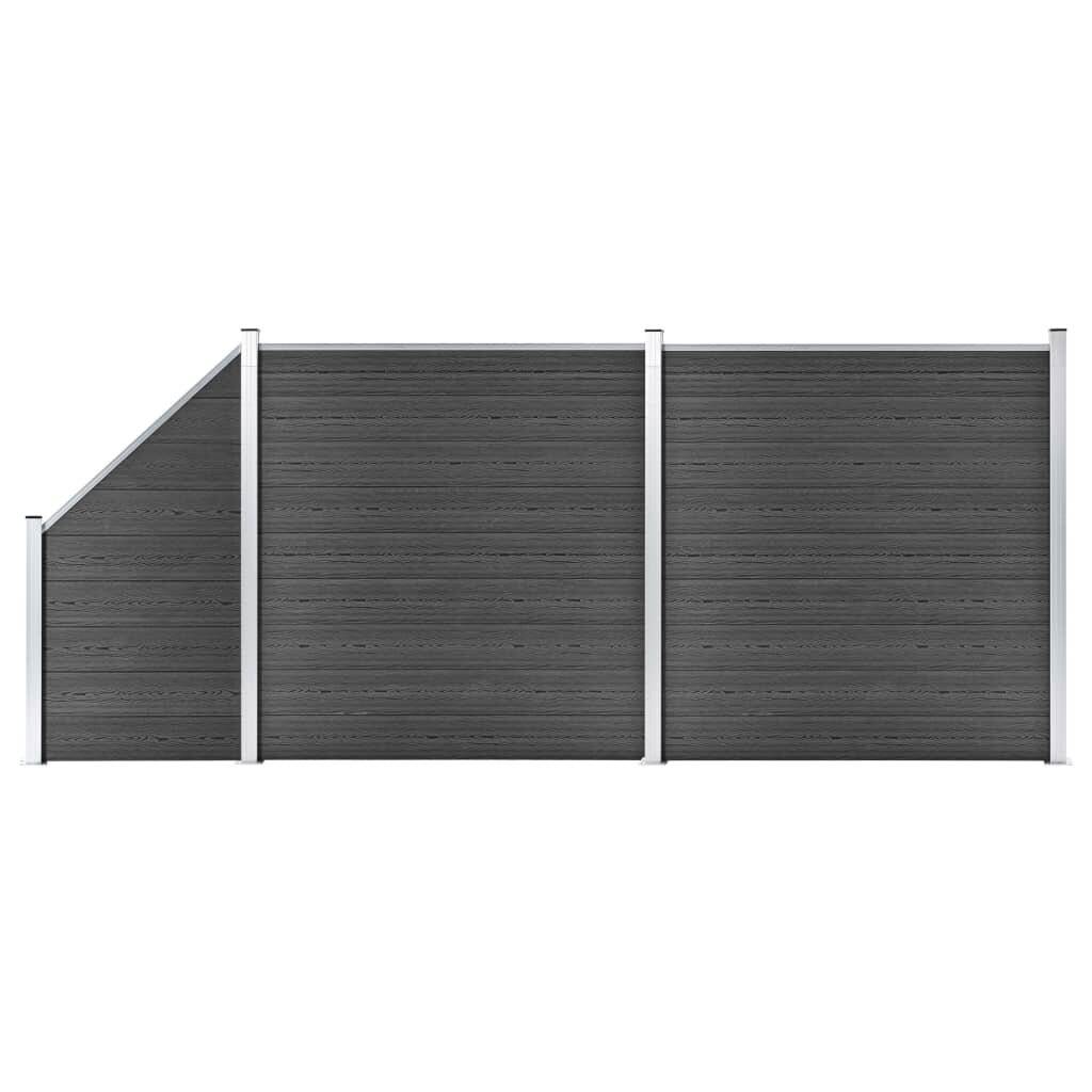 Zaunelement Set WPC 446x(105-186) cm Schwarz