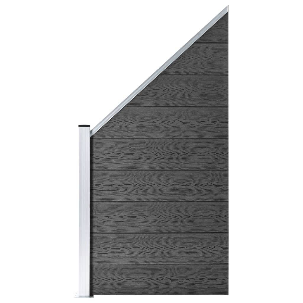 Zaunelement Set WPC 446x(105-186) cm Schwarz