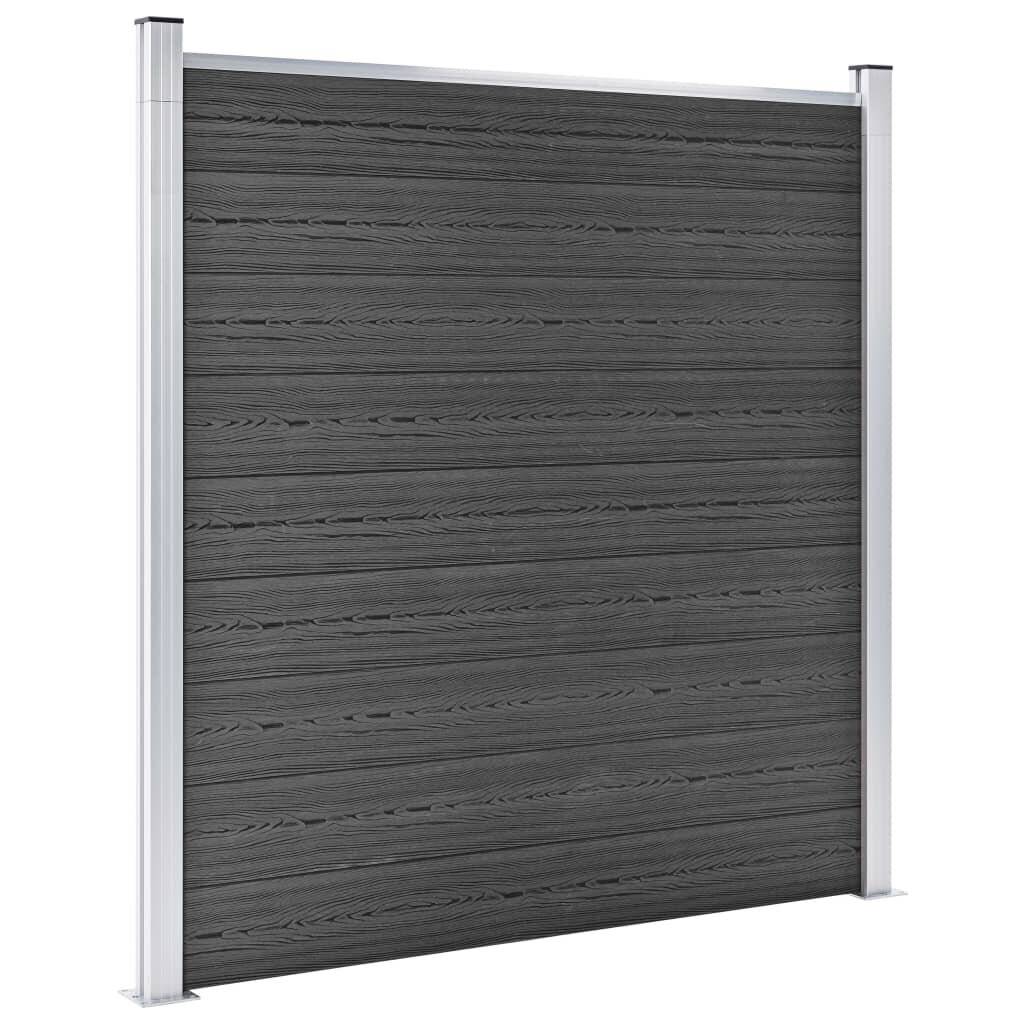 Zaunelement Set WPC 446x(105-186) cm Schwarz