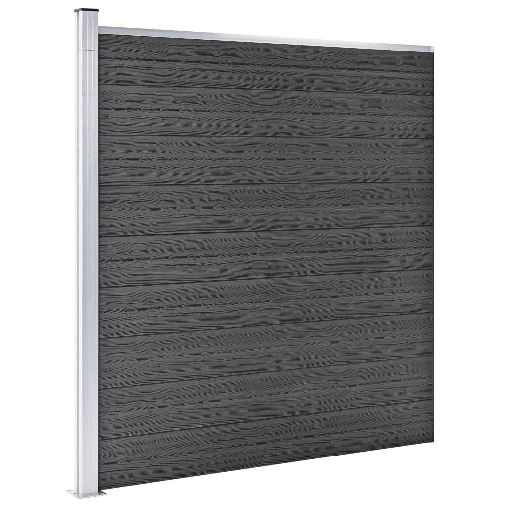 Zaunelement Set WPC 446x(105-186) cm Schwarz
