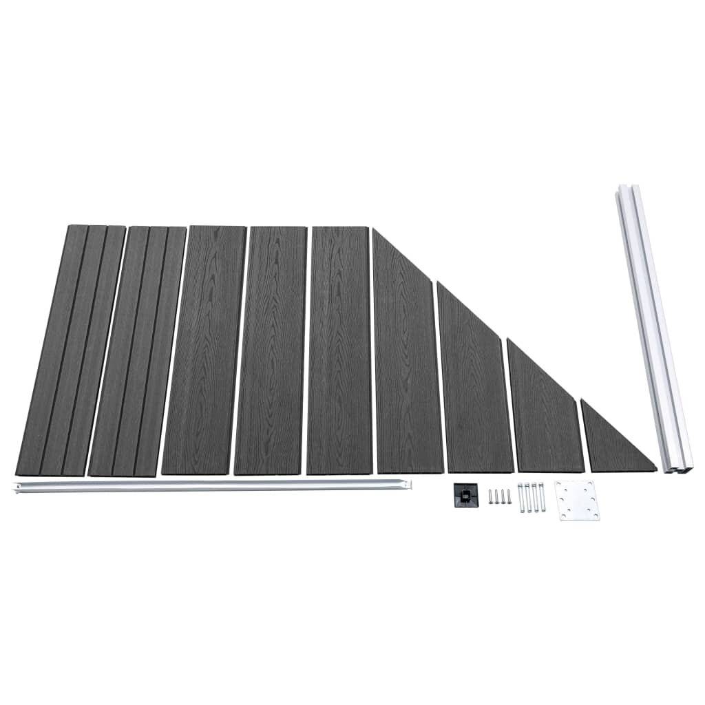 Zaunelement Set WPC 446x(105-186) cm Schwarz