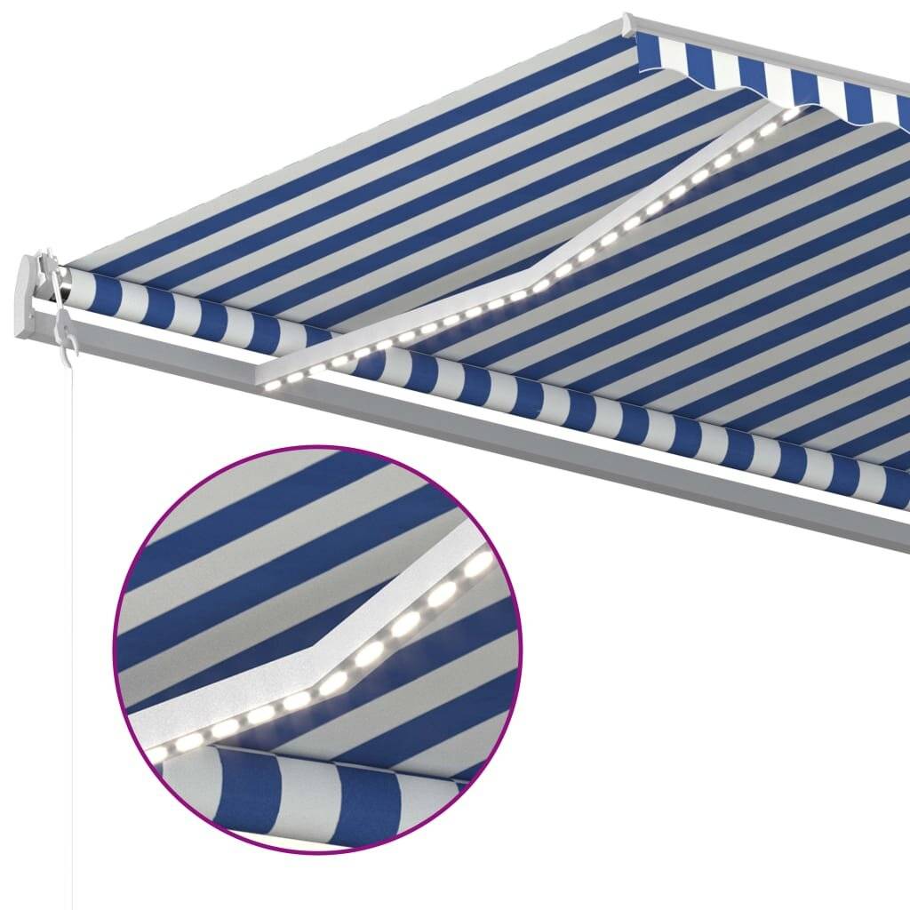 Automatische Markise mit LED & Windsensor 500x350 cm Blau und Weiß