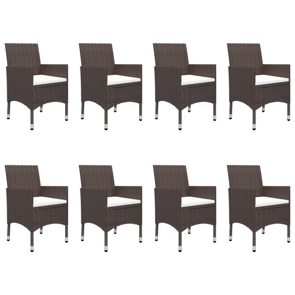 9-tlg. Garten-Essgruppe Poly Rattan und Glas Braun