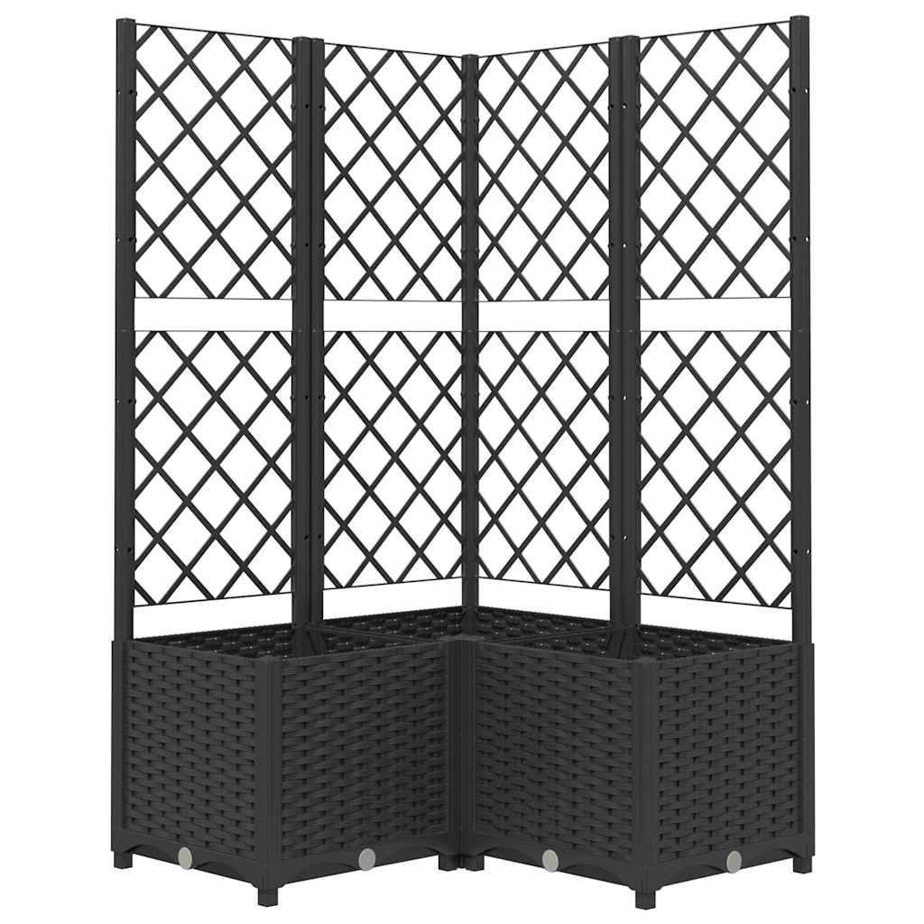 vidaXL Pflanzkübel mit Spalier Schwarz 80x80x136 cm PP