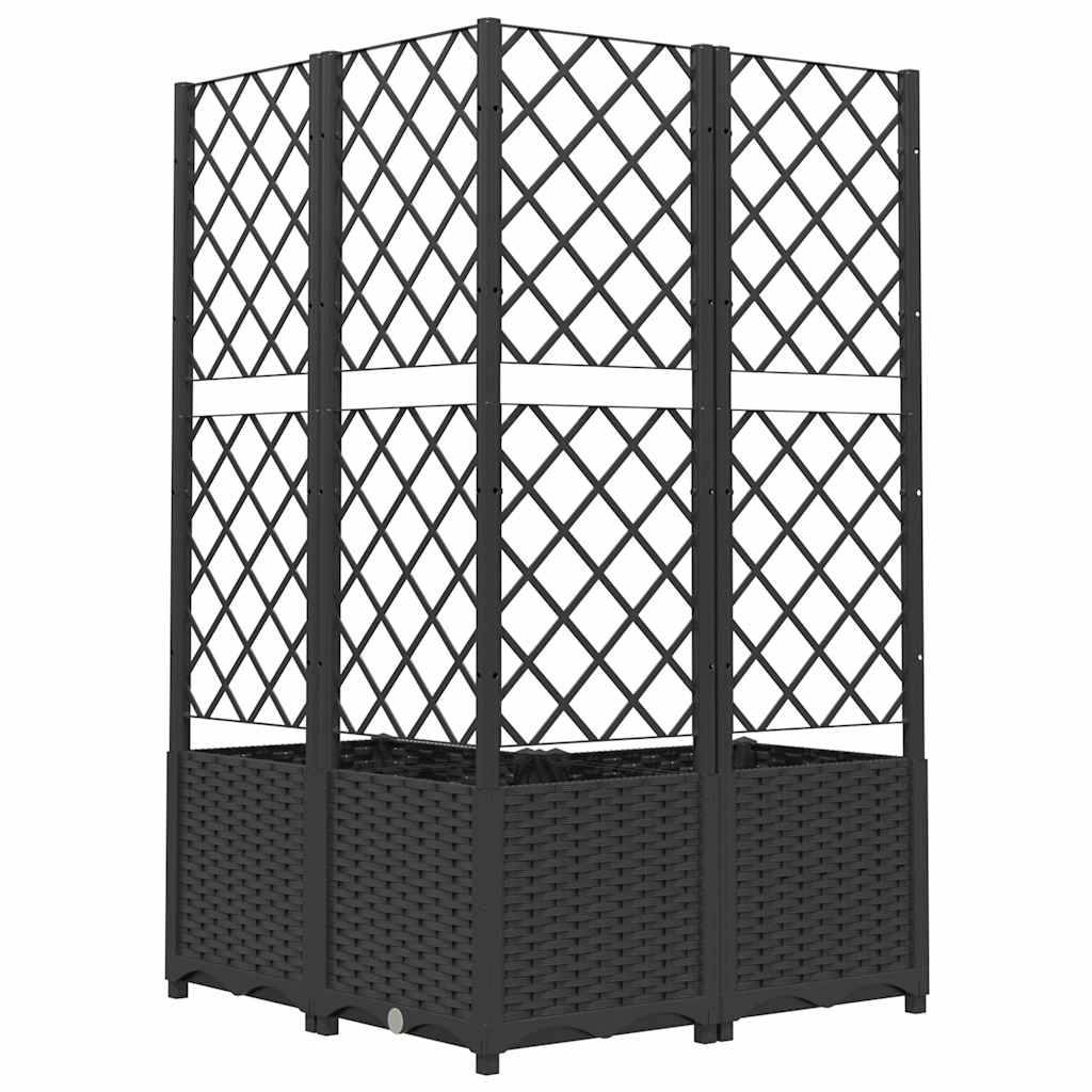 vidaXL Pflanzkübel mit Spalier Schwarz 80x80x136 cm PP
