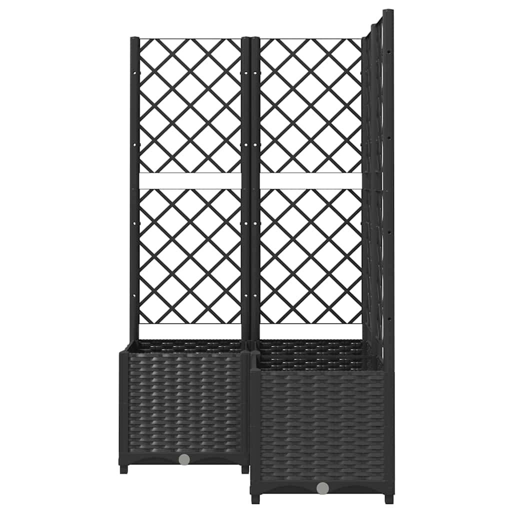 vidaXL Pflanzkübel mit Spalier Schwarz 80x80x136 cm PP