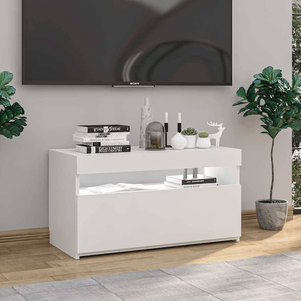 vidaXL TV-Schrank mit LED-Leuchten Weiß 75x35x40 cm