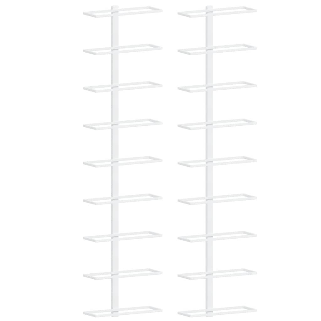 vidaXL Wand-Weinregal für 9 Flaschen 2 Stk. Weiß Eisen