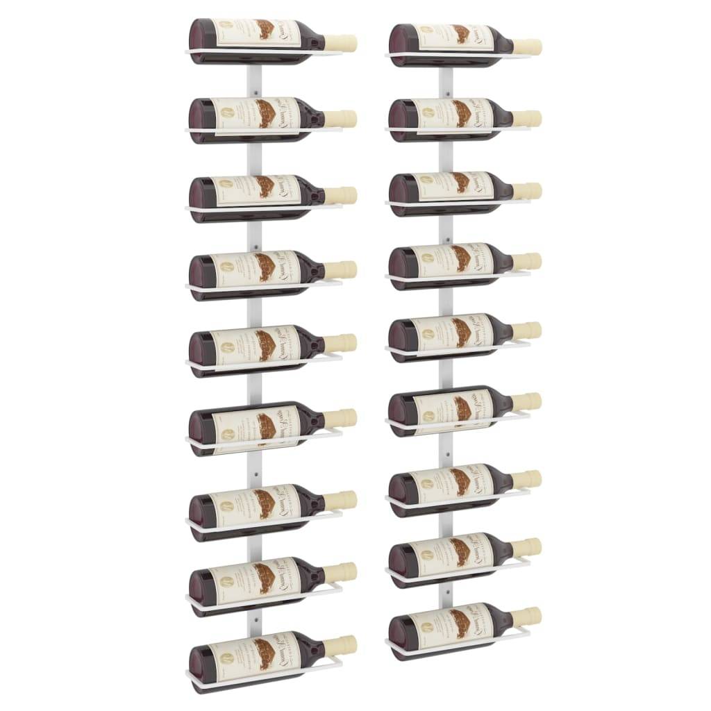 vidaXL Wand-Weinregal für 9 Flaschen 2 Stk. Weiß Eisen